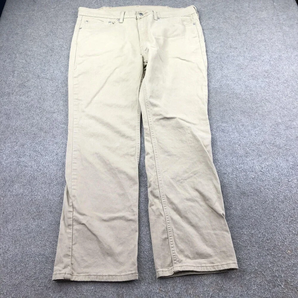 Levis 514 Jeans Mens 38x32 Beige Light Wash Regular Straight Denim Pants Casual